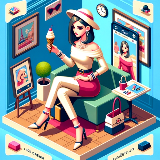 Chic and sophisticated, with a sharp wit. She compares fine ice cream flavors to exquisite art pieces.